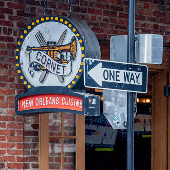 Cornet – New Orleans Cuisine Street Sign Wall Art | Rustic Jazz-Inspired Photography