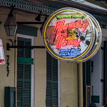 Honky Tonk Bourbon Street Neon Sign Wall Art | New Orleans Country Music Bar Photography Print