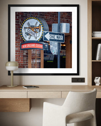 Cornet – New Orleans Cuisine Street Sign Wall Art | Rustic Jazz-Inspired Photography