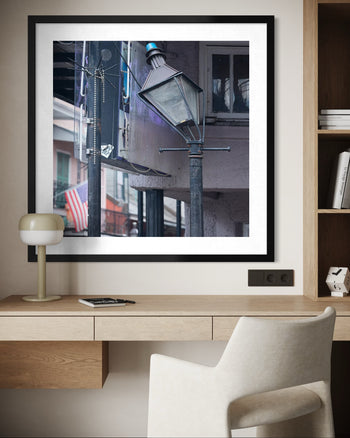 Leaning French Quarter Street Lamp Wall Art | New Orleans Bourbon Street Photography Print