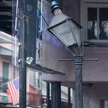 Leaning French Quarter Street Lamp Wall Art | New Orleans Bourbon Street Photography Print