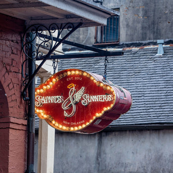 Saints & Sinners Neon Sign Wall Art | New Orleans Bourbon Street Photography Print
