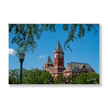 Samford Hall Wide-Angle Photography – Auburn University, Street Lamp Foreground, Auburn Alabama Art Décor