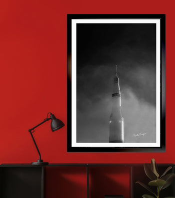 Foggy night at the Space & Rocket Center wall print