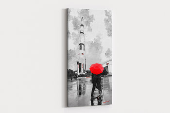 Red Umbrella Kiss – Space & Rocket Center, Huntsville Romantic Rain Photography
