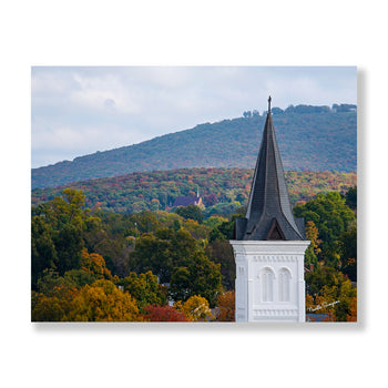 Historic Huntsville Church Steeple and Monte Sano - Autumn View