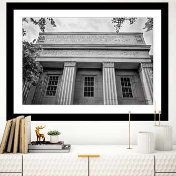 Black and white photograph of Lawrence County Courthouse.