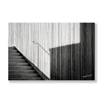 Stairs in Sunlight – Minimalist Black & White Photography Print & Canvas